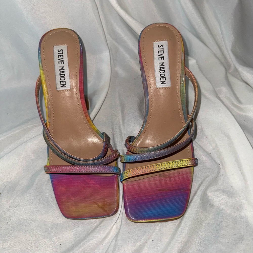 Steve Madden rainbow square kitten heels size 6